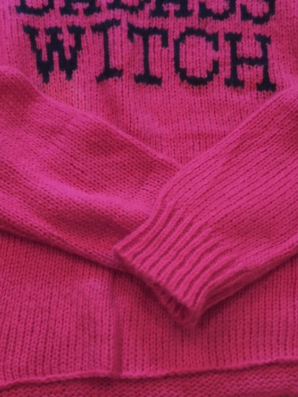 Wooden Ships Hot Pink 'BADASS WITCH' Crewneck Sweater - Picture 2 of 4
